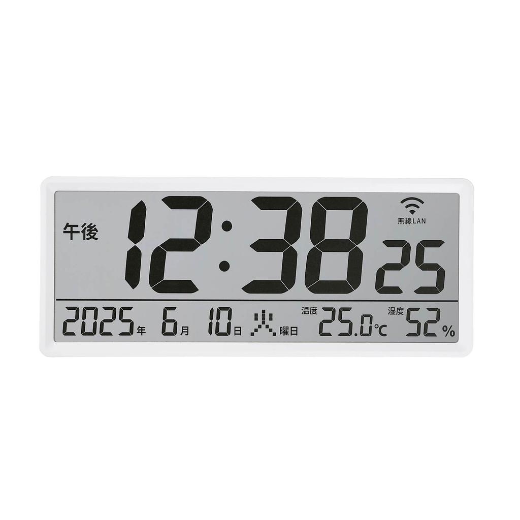 MAG (Mag) Wall ClockTable Clock, Digital, Wi-Fi Connectivity, Wireless LAN, NTP, Thermometer, Hygrometer, Simple Design, Large Size (approx. 15cm x