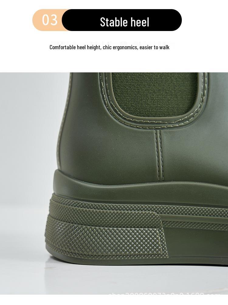 Women's Non-slip Martin Rain Boots - Wear-resistant, Fashionable Short Boots with Thick Rubber Soles for Grocery Shopping