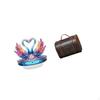 Acrylic Swan Sculpture Centerpiece with Vintage Wooden Jewelry Box Organizer Decorative Storage for