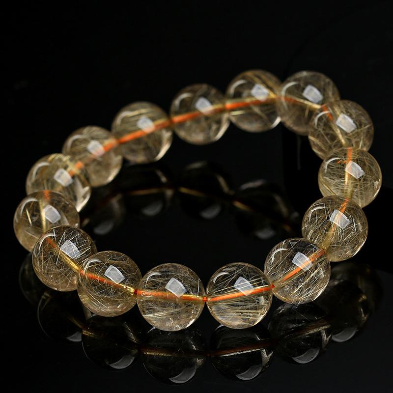 Golden Rutilated Quartz Crystal Beads for DIY Jewelry Accessories