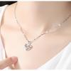 Silver Plated Diamond Sapphire Necklace Eternal Crystal Clavicle Chain Simple Niche Sun Heart Pendant Item Jewelry