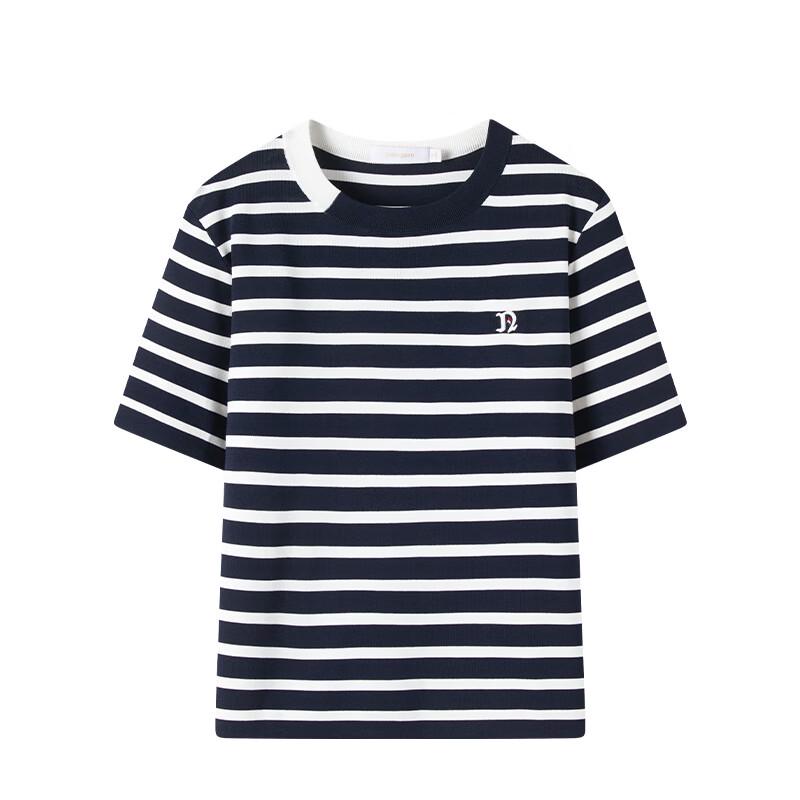 Navigare Women's Casual Striped Knit Short-Sleeve T-Shirt