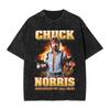 Gewaschene T-Shirts Größter aller Zeiten Chuck Norris Hip Hop Retro T-Shirts Harajuku Streetwear Baumwoll Tops Tops T-Shirts für Unisex Damen
