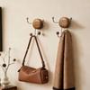 Rustic Suction Cup Hook 4 Hooks Wall Mounted Organizer Hanger Wooden Hanger with Stainless Steel Hooks for Home Entryway