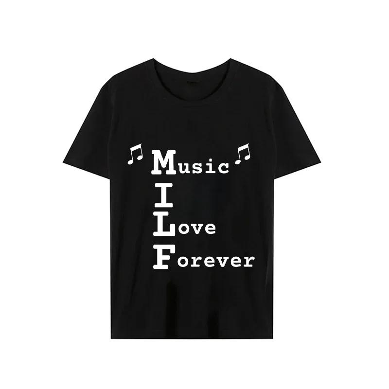2023 Men's T-shirt MILF Music I Love Forever Short Sleeve Men's Loose T-shirt Men's Top Brand New Brand Men T-shirt Short Sleeve