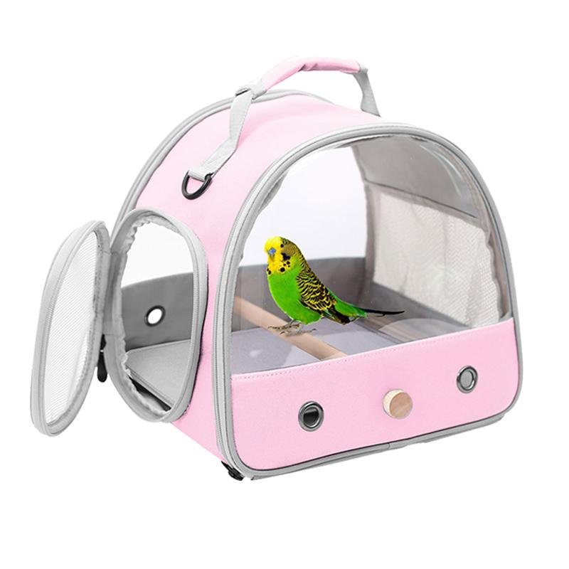 Bird Travel Carrier Cage Halinfer with Stand Perch and Mat in Green Color for Small to Medium Parakeet Budgies Parrot Cockatiel
