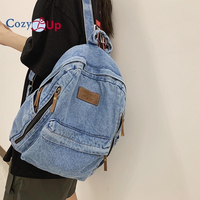 High Capacity Backpack for Female Middle School Students and Middle School Students, Versatile Denim Backpack for Boys