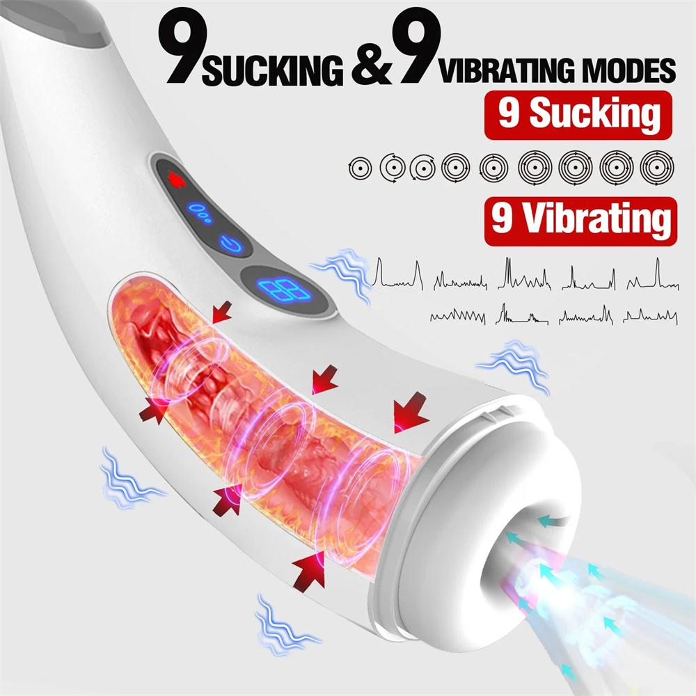 Sucking Male Masturbation Cup  Sex Toy For Men Intelligent Heating Vaginal Penetration Pocket Pussy Penis Trainer Adult Supplies