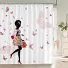 Flower Butterfly Girl Shower Curtain Waterproof Bathroom Lovely Woman Fairy Shower Curtain Polyester Cloth Home Decor Hook