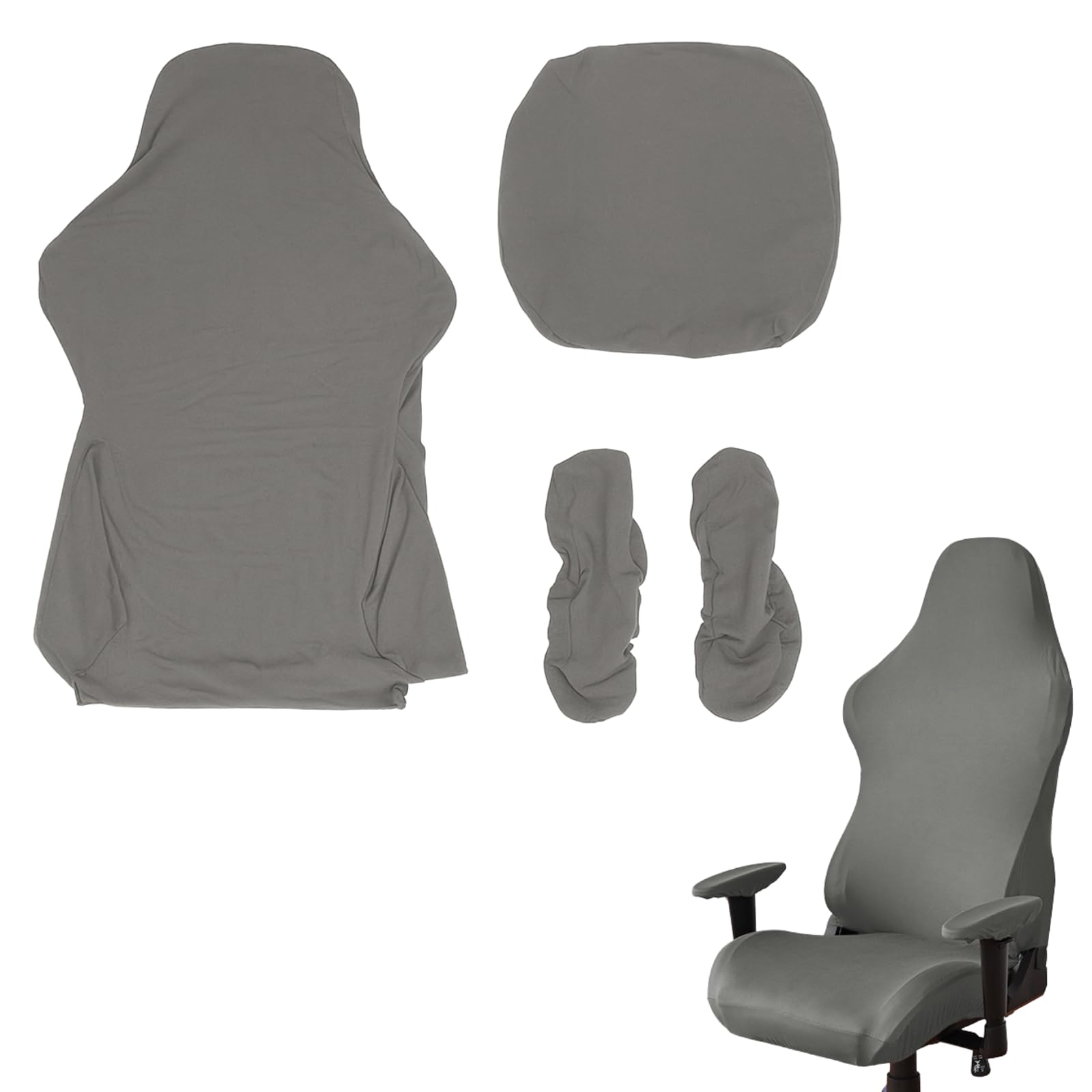 

Чехол для игрового кресла ideamall, Эластичный, Полное покрытие, Устойчивый к пятнам, Серый