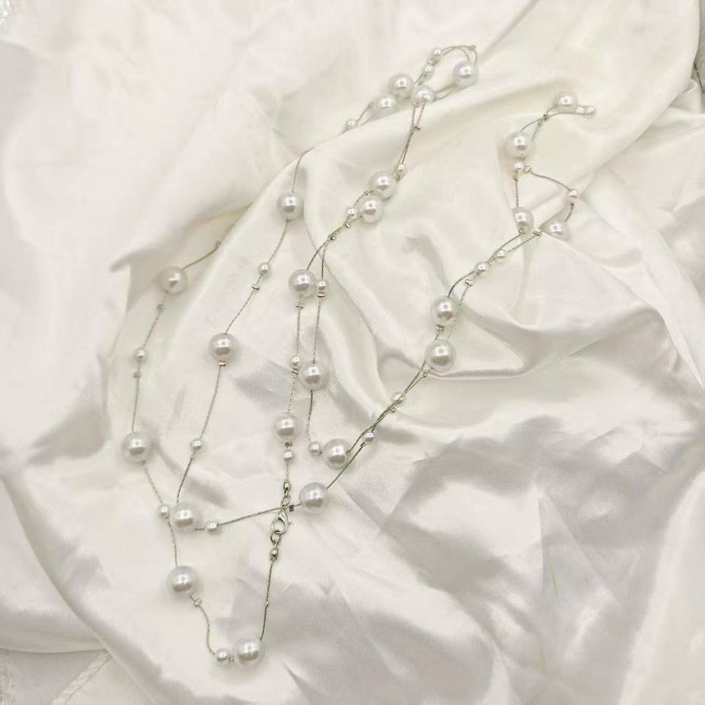 Elegant Multi-Layer Pearl Sweater Chain for Women - Autumn/Winter French Luxury Pendant