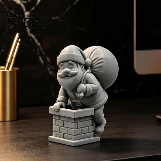 Sturdy PLA Santa Figurine for Collectors 3D Printed Climbing Figurine, Christmas Cute Claus Ornament DIY Craft Holiday with Gift Bag Home Office