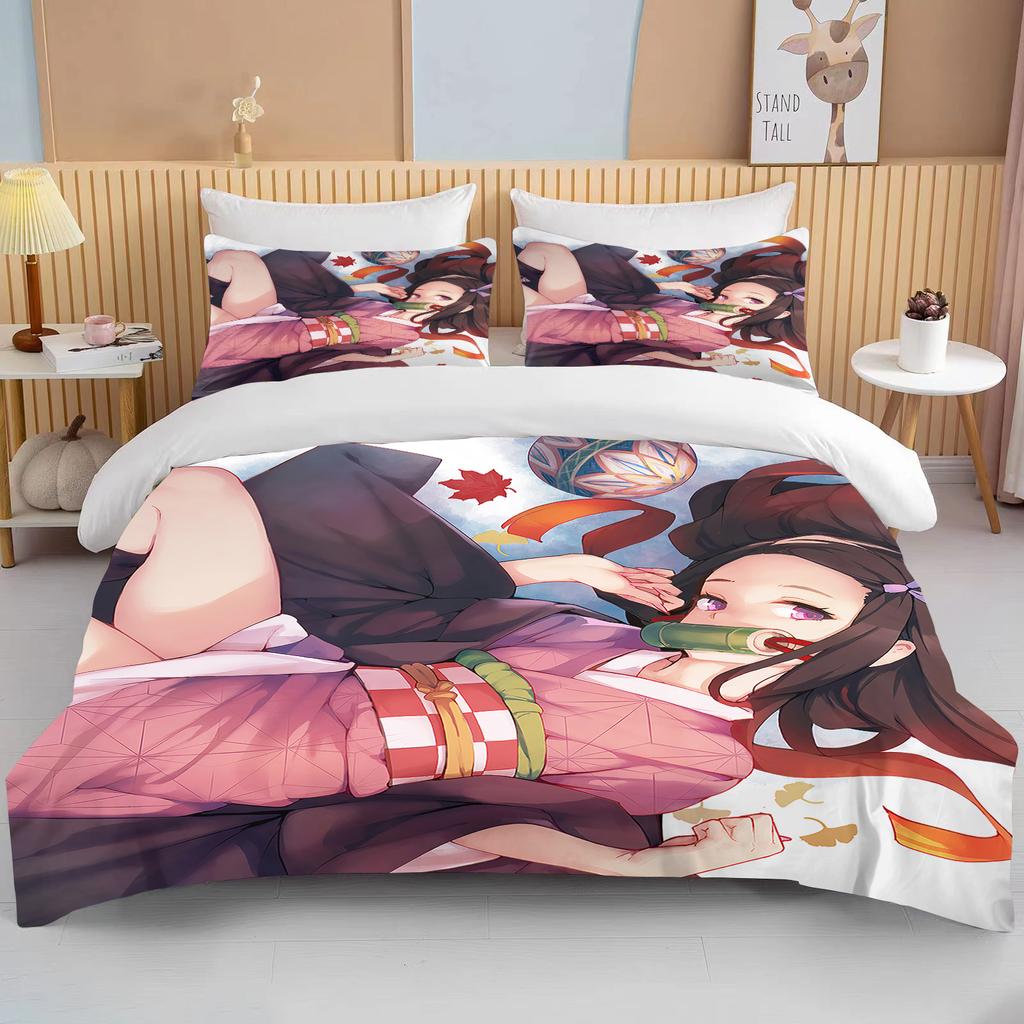 Nezuko Kamado ložní souprava Anime Demon Slayer Povlak na přikrývku Přikrývka Povlečení Single Twin Full Queen Size 3d Děti Dívka Chlapci dárek
