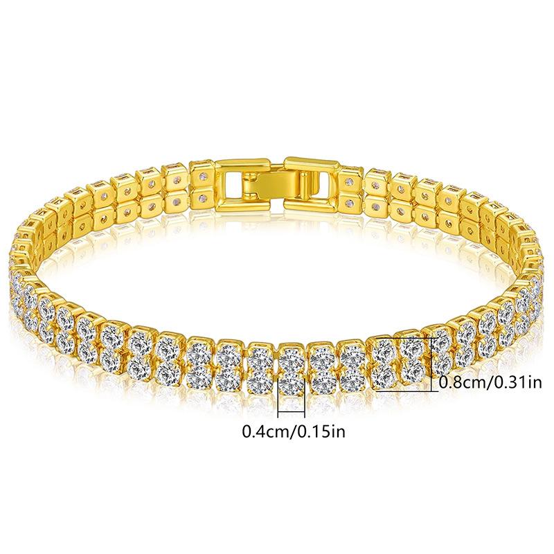 Double row tennis chain copper plated gold European and American foreign trade hot-selling zircon bracelet jewelry
