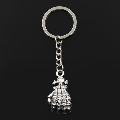 Fashion 30mm Key Ring Metal Key Chain Keychain Jewelry Antique Silver Color Plated Skeleton Hand 38x21mm Pendant