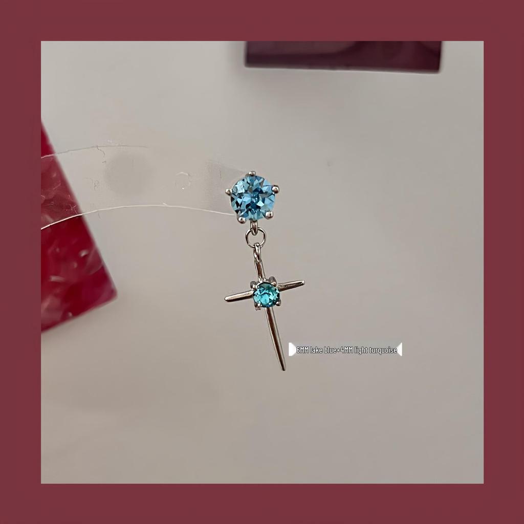 Huazi Diamond Cross Earrings 6+4mm: Versatile Design Jewelry for Women