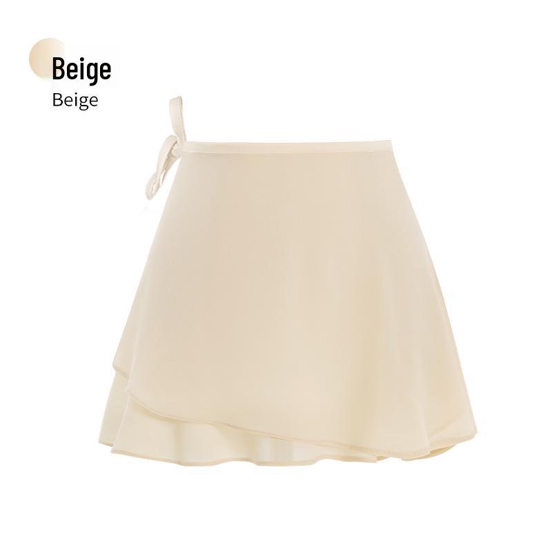 Damen Chiffon Ballett Übungs Wickelrock S beige