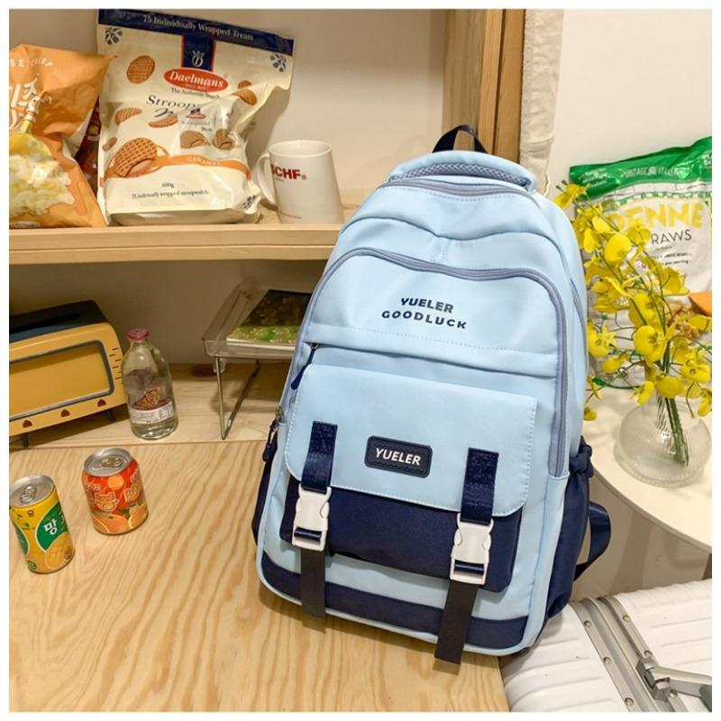 Casual Travel Bag, Simple Backpack, Large Capacity, Junior High School Student, High School Student Bag, Contrasting Color, Fashionable Backpack.