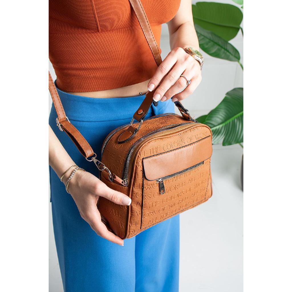 Damen-Hand- und Umhängetasche aus schwarzem Lacost-Leder mit 3 Fächern und verstellbarem Riemen