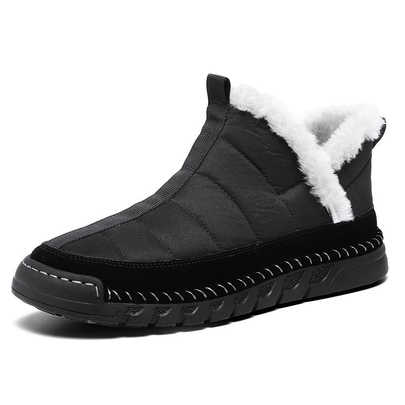

Men s Winter Snow Boots Outdoor Anti-Slip & Wear-Resistant Fleece-Lined Thickened Oversized Snow Boots Mid-Calf Warmth 38 чёрный