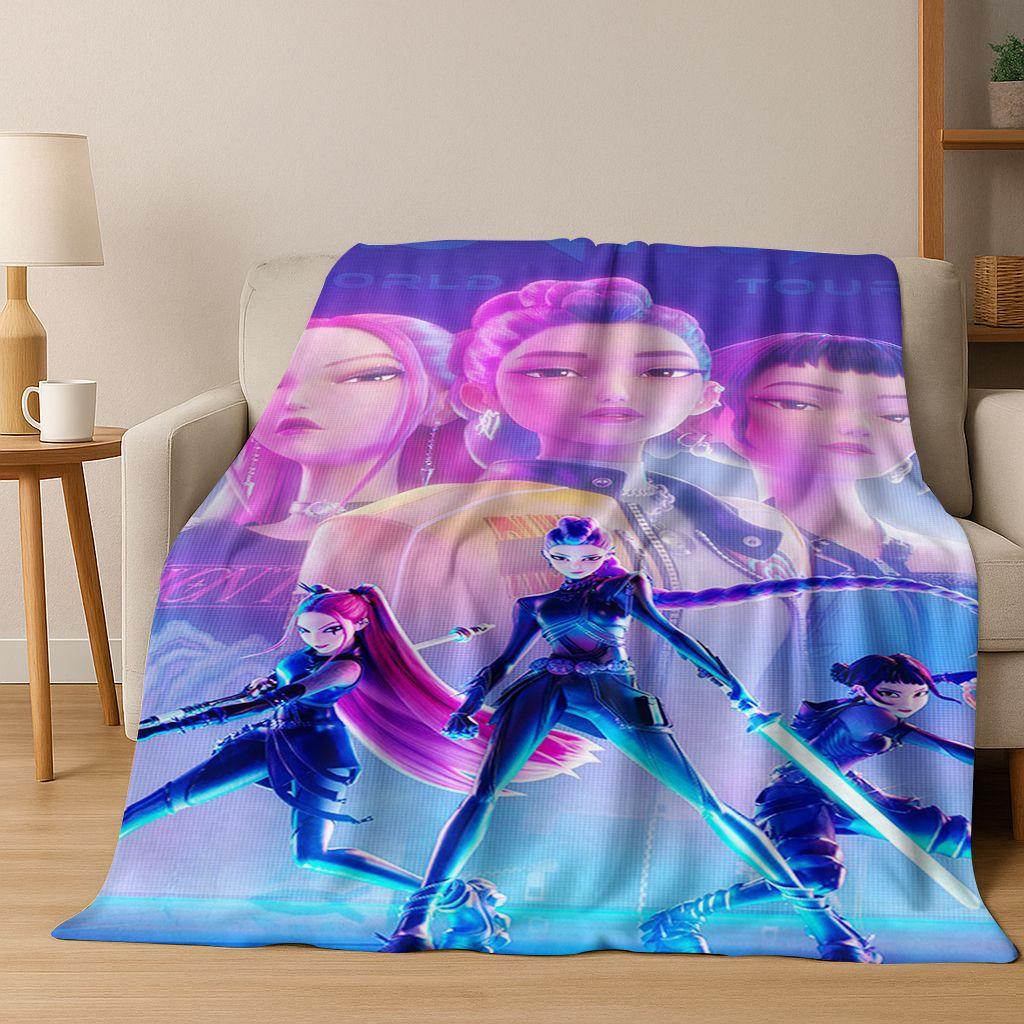 26 Stil Neue KPOP Dämonenjäger Rumi Mira Zoey Cartoon Flanell Decke, Gemütliche Weiche Überwurfdecke für Zuhause Schlafzimmer Bett Sofa Abdeckung