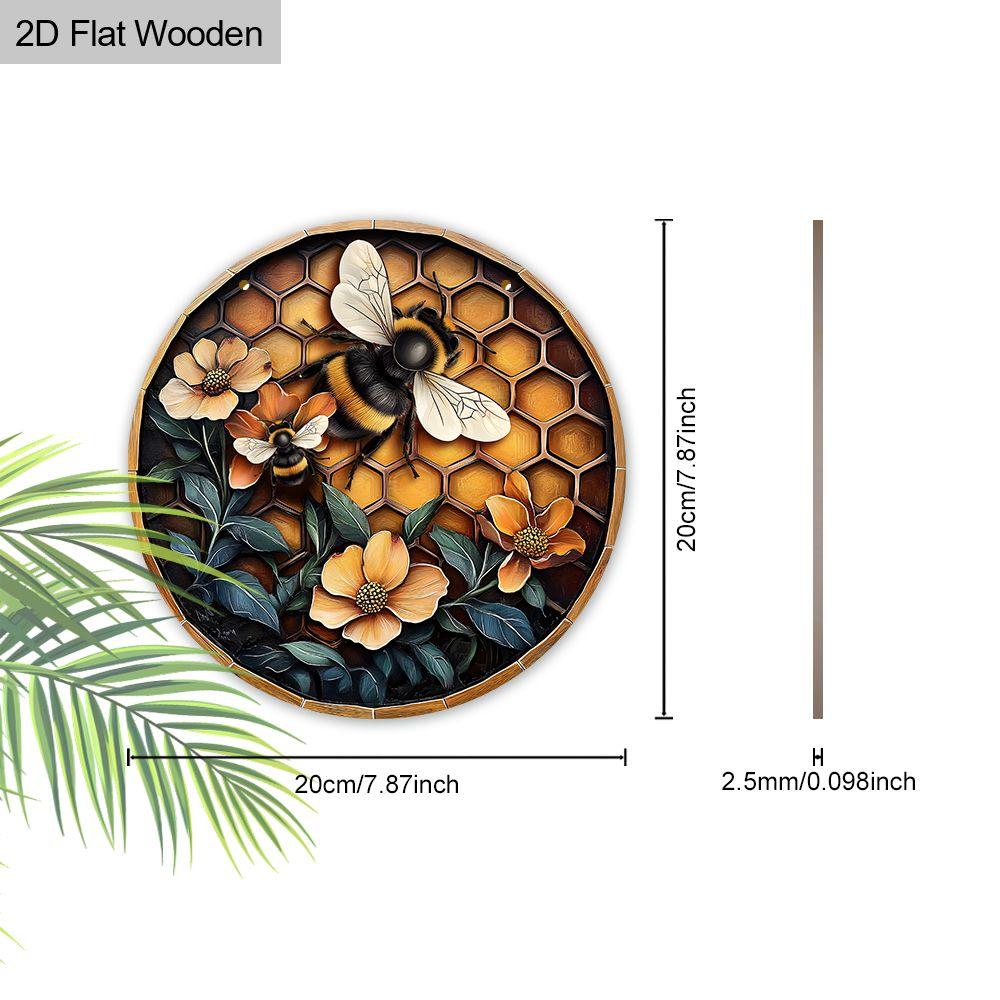 Garden Decoration, Wooden Hanging Decorative Signs, Bee Patterns, 2D Graphic Products, Housewarming Gifts for Friends