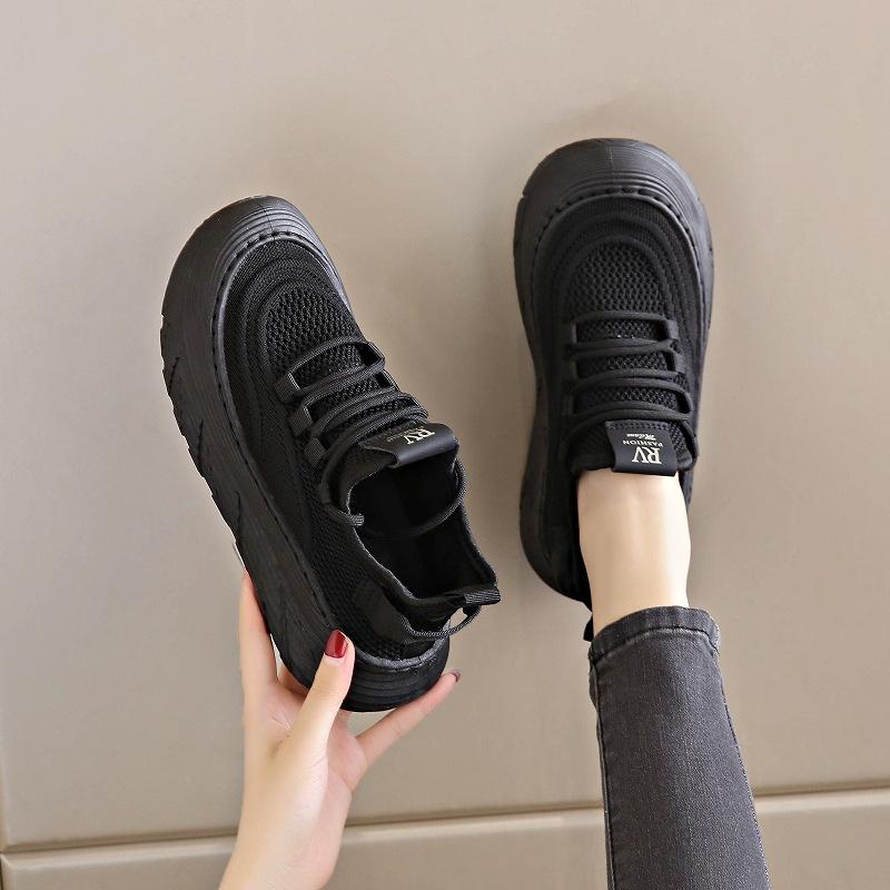 Flying Woven Sneakers Women's 2025 Summer Internet Celebrity Explosion One Pedal Casual Breathable Mesh Running Shoes
