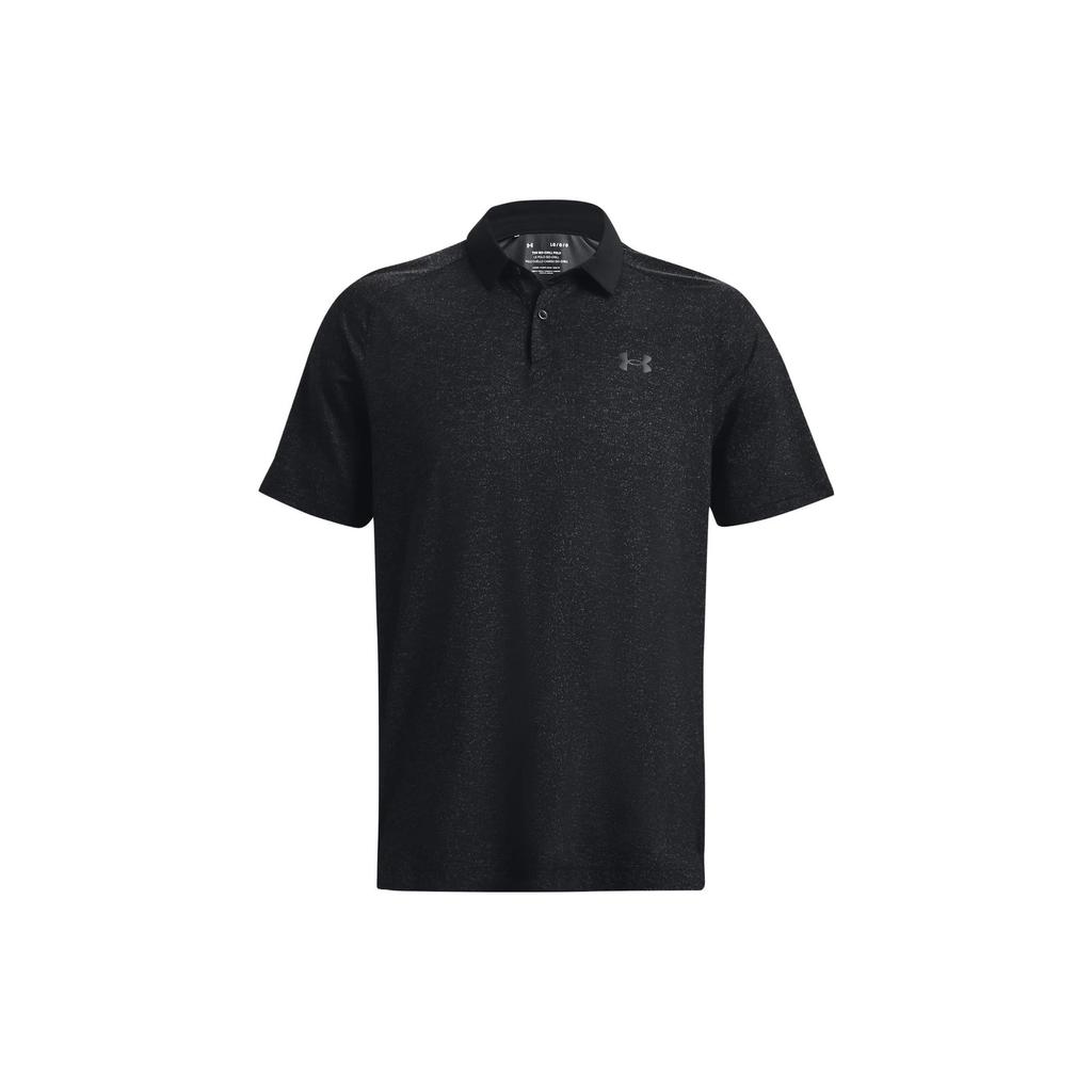 Under Armour Solid Color Casual Short Sleeve Polo Men Tops Black 1377294-001