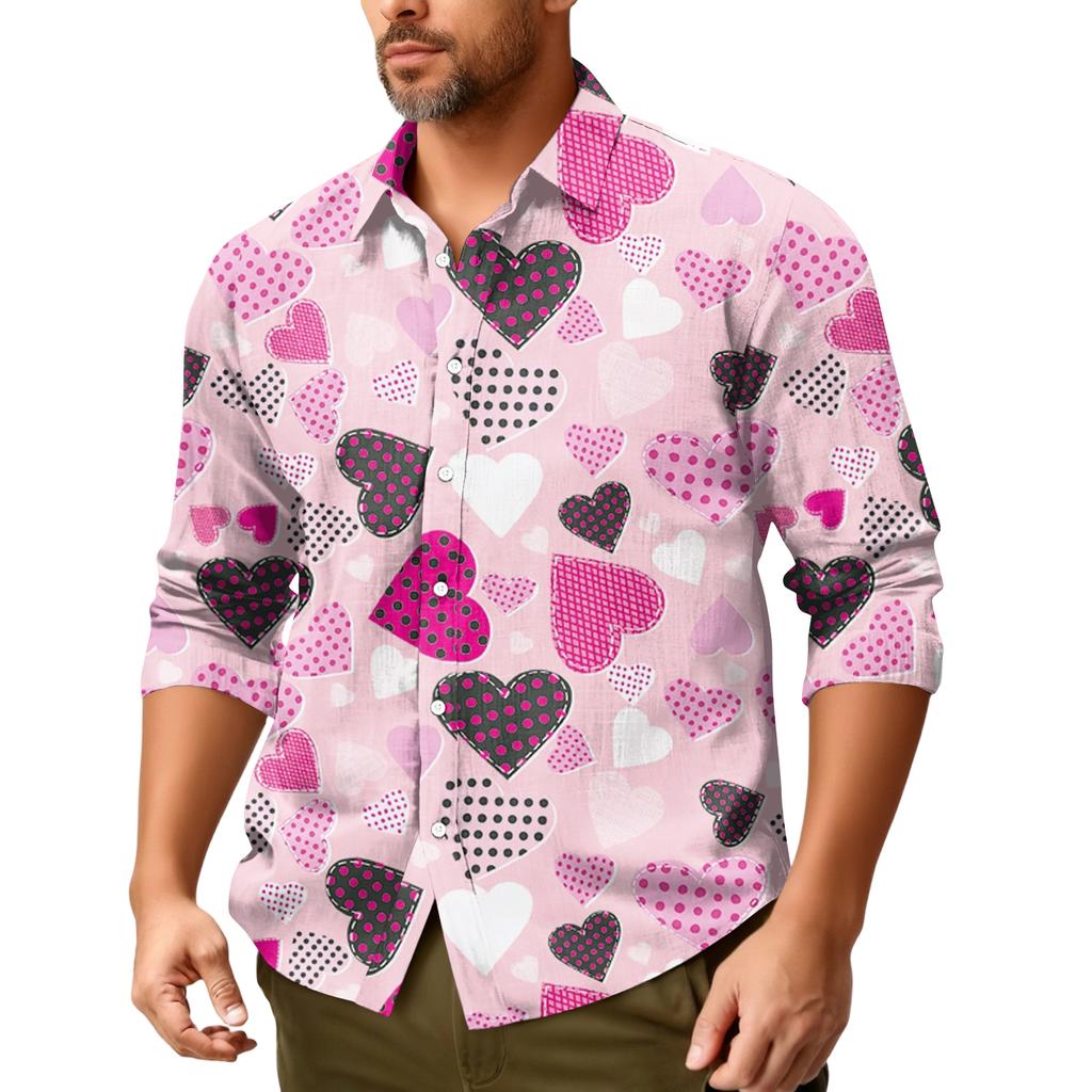 Men'S Casual Loose Fitting Long Sleeved Shirt Fashionable Lapel Shirt Top