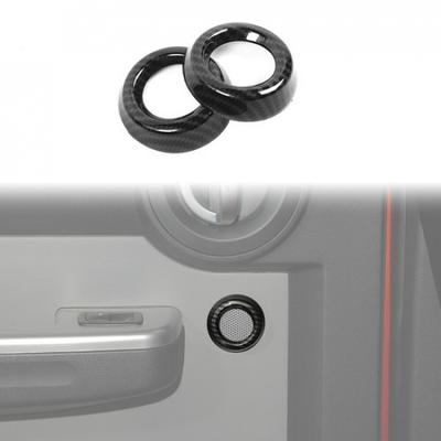 Carbon Fiber Interior Rear Door Speaker Cover Trim Ring For Dodge Nitro 2007-12