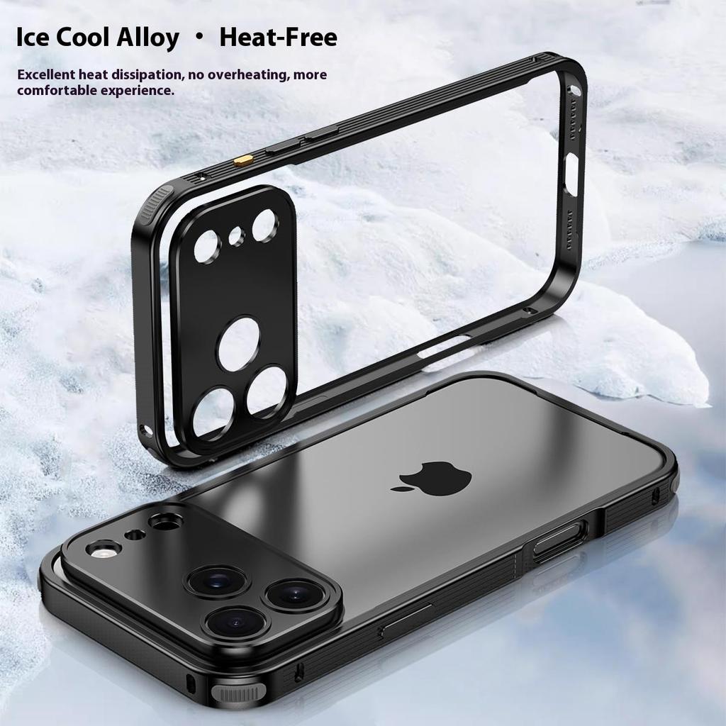 For iPhone 17 Pro Bumper Case Heat Dissipation Aluminium Alloy Phone Shell with Buckle/Camera Lid