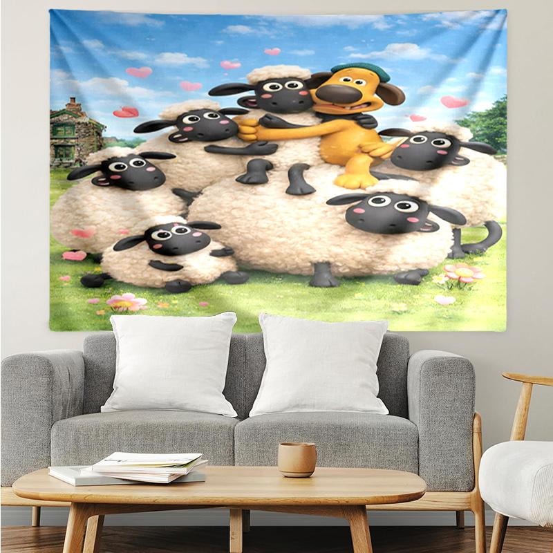 1PC Sheep Friends Adventure Tapestry Accessories Playroom Tapestry, for Bedroom,Livingroom, dormitory Room Wall Decor Fan Birthday Gifts