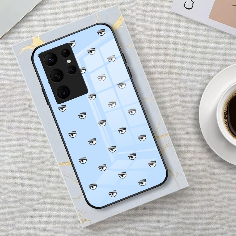 

Ferragnies Eyes Phone Case For Samsung S26 S25 Edge Ultra 23 22 21 20 Ultra Plus S24 Fe Glass Cover Galaxy S22 Ultra 5G