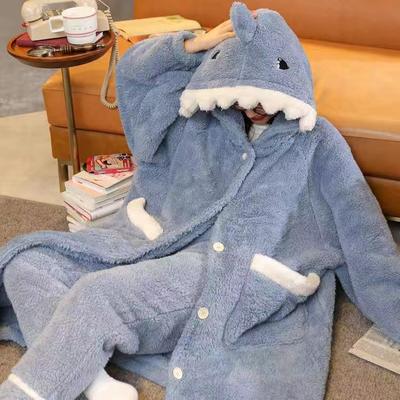 Dámské pyžamo Shark 2023 Flanelové oblečení na spaní s kapucí Kawaii Pijama Dámská sada s kalhotami Roztomilé pyžamo Halloween Party Loungewear