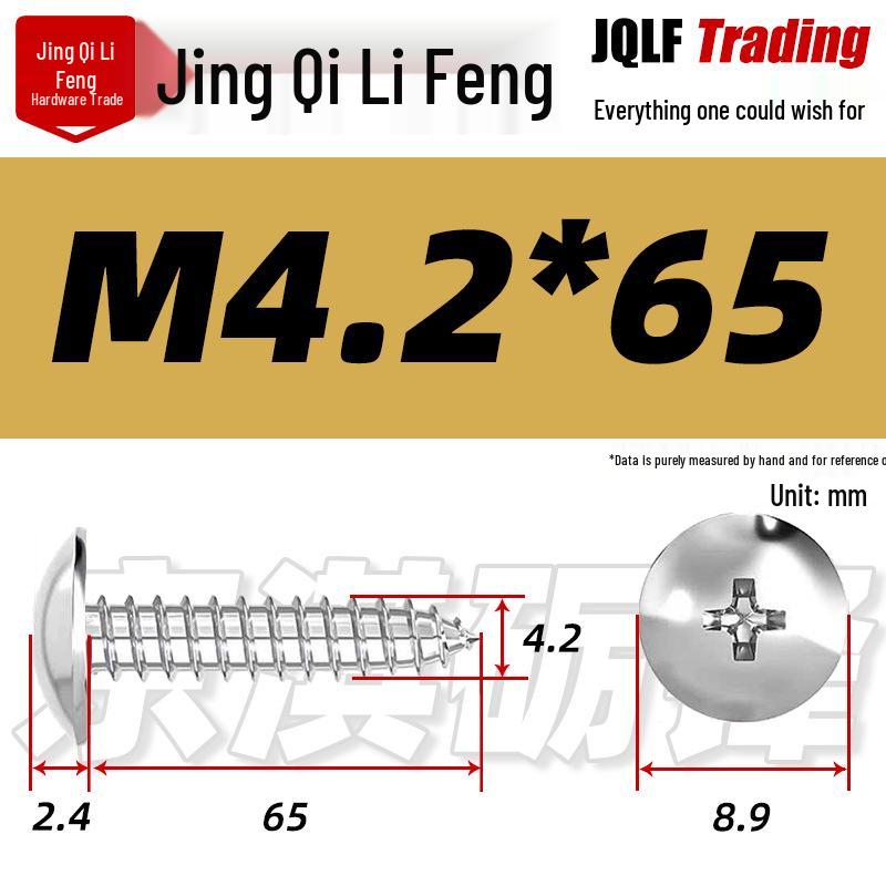 Flat Head Phillips Stainless Steel Self-Tapping Screw M3-M5 for Furniture and Wood.