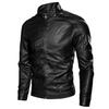 Popular Spring and Autumn Stand-up Neck Leather Jacket Men's Slim Trendy Brand Stream Lapel Leather Jacket Explosive Handsome Locomotive Outside
