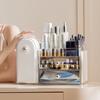 Cosmetic Storage Box with Removable Drawer 3-Layer Makeup Organizer with 27 Brush Slots Dustproof Moisture-Proof Makeup Brush Holder