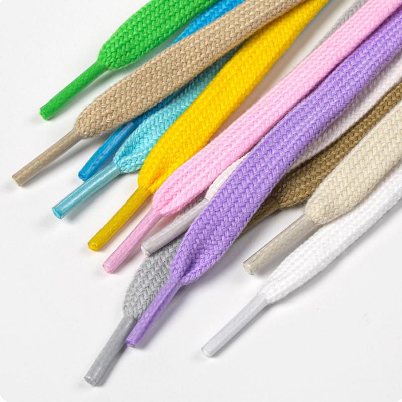 Elastic Polyester Cotton Shoelaces 1cm Flat Braided Replacement Laces Multi-Color Durable Laces for Sneakers Boots & Casual Shoe