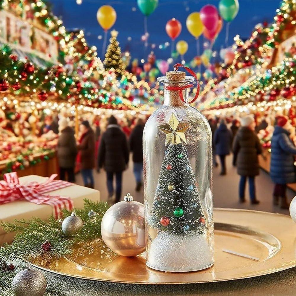 Recordable Christmas Tree Message Bottle Christmas Tree Ornaments Christmas Props Snowy Scene in Nostalgic Bottle