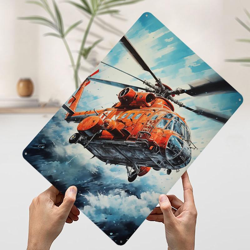 

Helicopter In Snowstorm Poster Customized Wall Art Vintage Metal Signs Retro Tin Plaque for Man Cave Room Decoration Desk Decor 7.9x11.8In(20x30cm)
