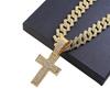 Hip Hop Alloy Full Diamond Cross Pendant Fashion Trend Rap Men's Cuban Chain Necklace Jewelry