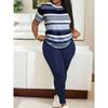 Women's 2-Piece Shirts & Long Pants Set Short Sleeve Printed T-Shirts Sport Pants
