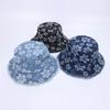Washed Denim Fisherman Hat Frayed Brim Sunscreen Sun Cap Retro Cowboy Bucket Hats  Travel
