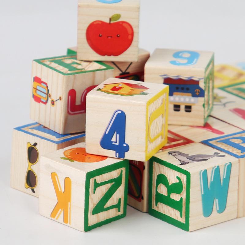 Wooden English Letter Matching & Counting Blocks for Early Childhood Education