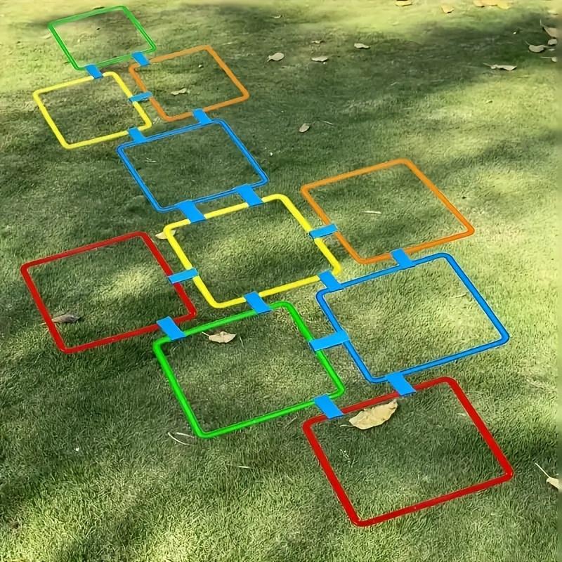 

Outdoor Kids Funny Physical Training Sport Toys Lattice Jump Ring Set Game with 10 Hoops 10 Connectors for Park Play Boys Girls