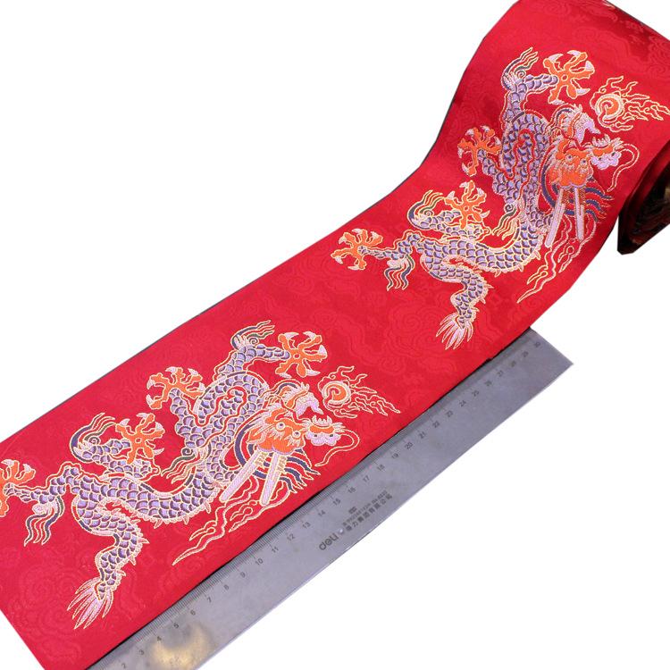 Золотий дракон візерунок стрічка мереживо Ханфу весільна сукня з жакардової тканини та декоративні аксесуари в етнічному стилі