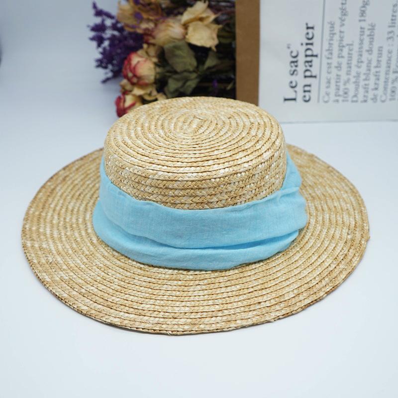 Foreign Trade French Retro Japanese Straw Flat Top Top Top Hat Men And Women Summer Panama Wide Brim Straw Hat Shading Holiday Beach