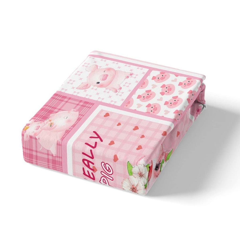 Cartoon Pink Pig Bedding Three-Piece Quilt Cover