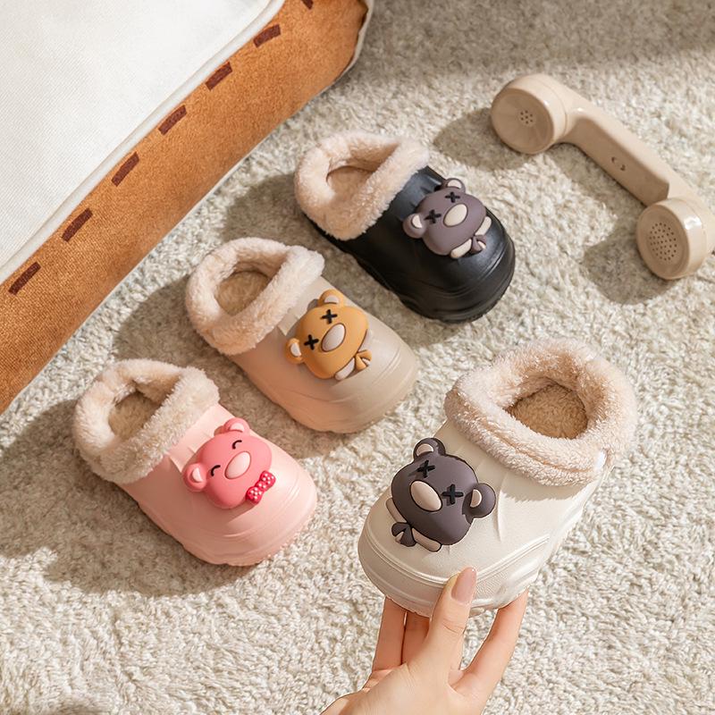 Cozy Waterproof Cotton Slippers for Kids: Warm, Velvet-Lined, EVA, Detachable, for Boys and Girls, Big Kids & Toddlers, Parent-Child Matching