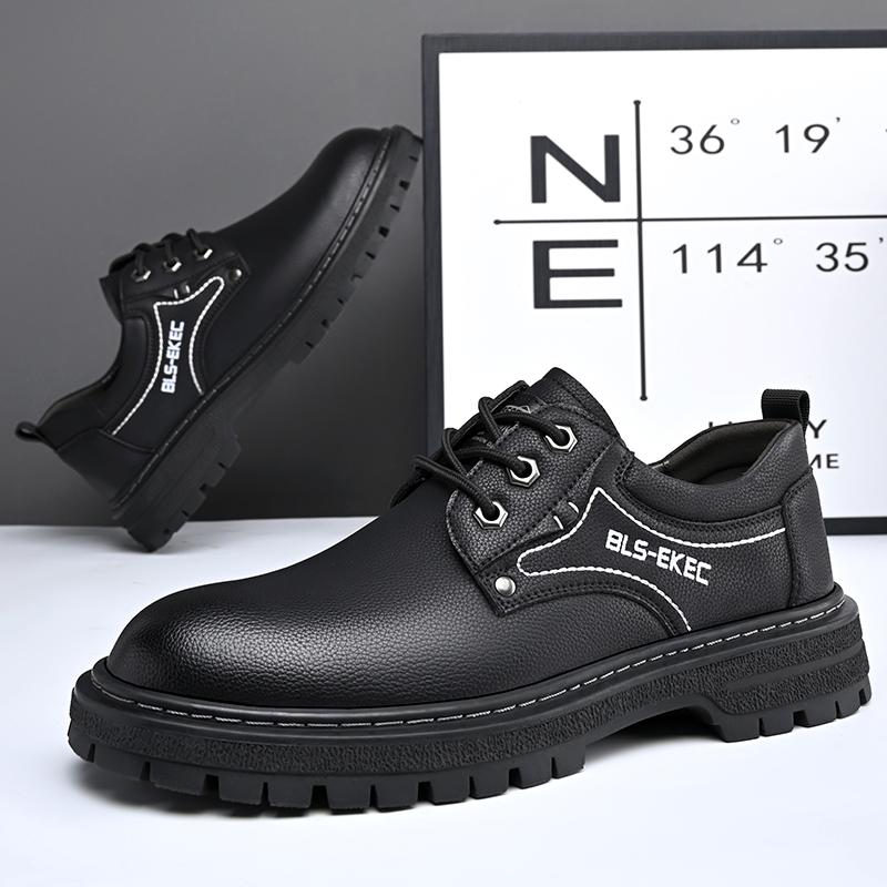 Fashion Black Cow Leather Autumn Winter Platform Shoes for Men Fashion Casual Brand Designer Derby Shoes Male Work Office Ankle Boots